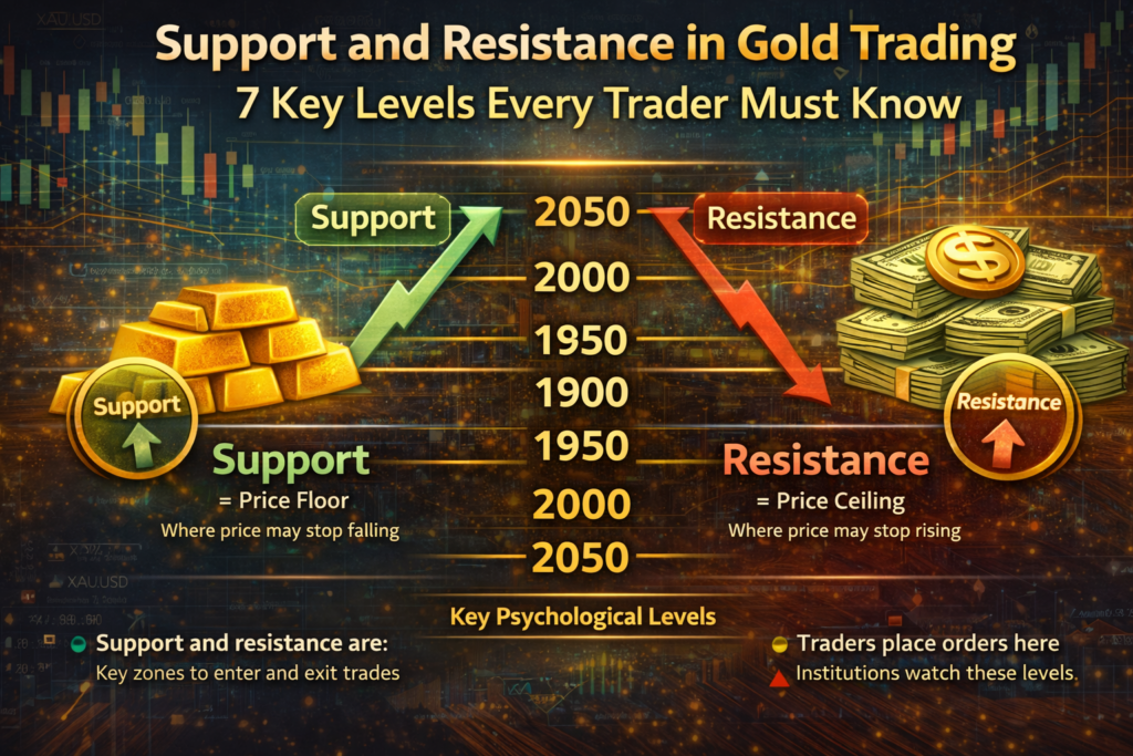 support and resistance in gold trading example chart